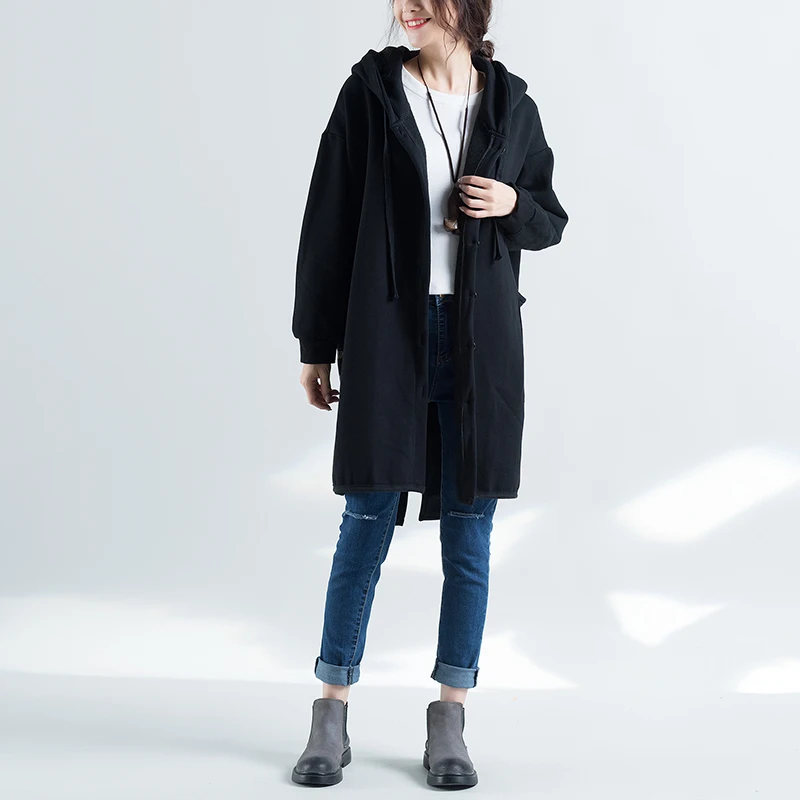 Осенне-зимнее пальто с рисунком из мультфильма большого размера для женщин