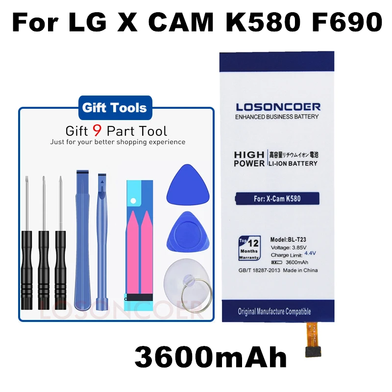 LOSONCOER 3600 мАч BL-T23 батарея для LG X Cam X-Cam F690 K580DS K580Y K580 батарея+ номер отслеживания