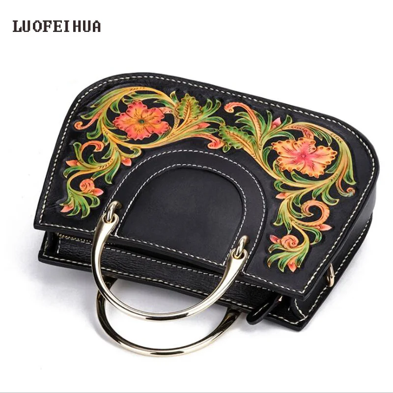 Женская сумка из натуральной кожи LUOFEIHUA винтажная Сумка-тоут ручной работы 2019 |