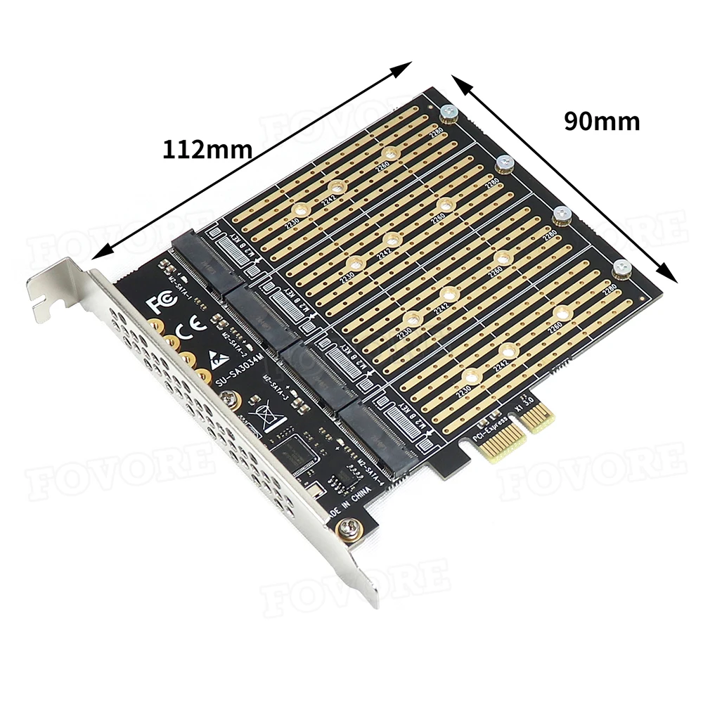 Адаптер NVME PCIe M2 M.2 4 порта NGFF SATA SSD 10 Гбит/с к PCI Express X1 адаптер PCI-E переходник для