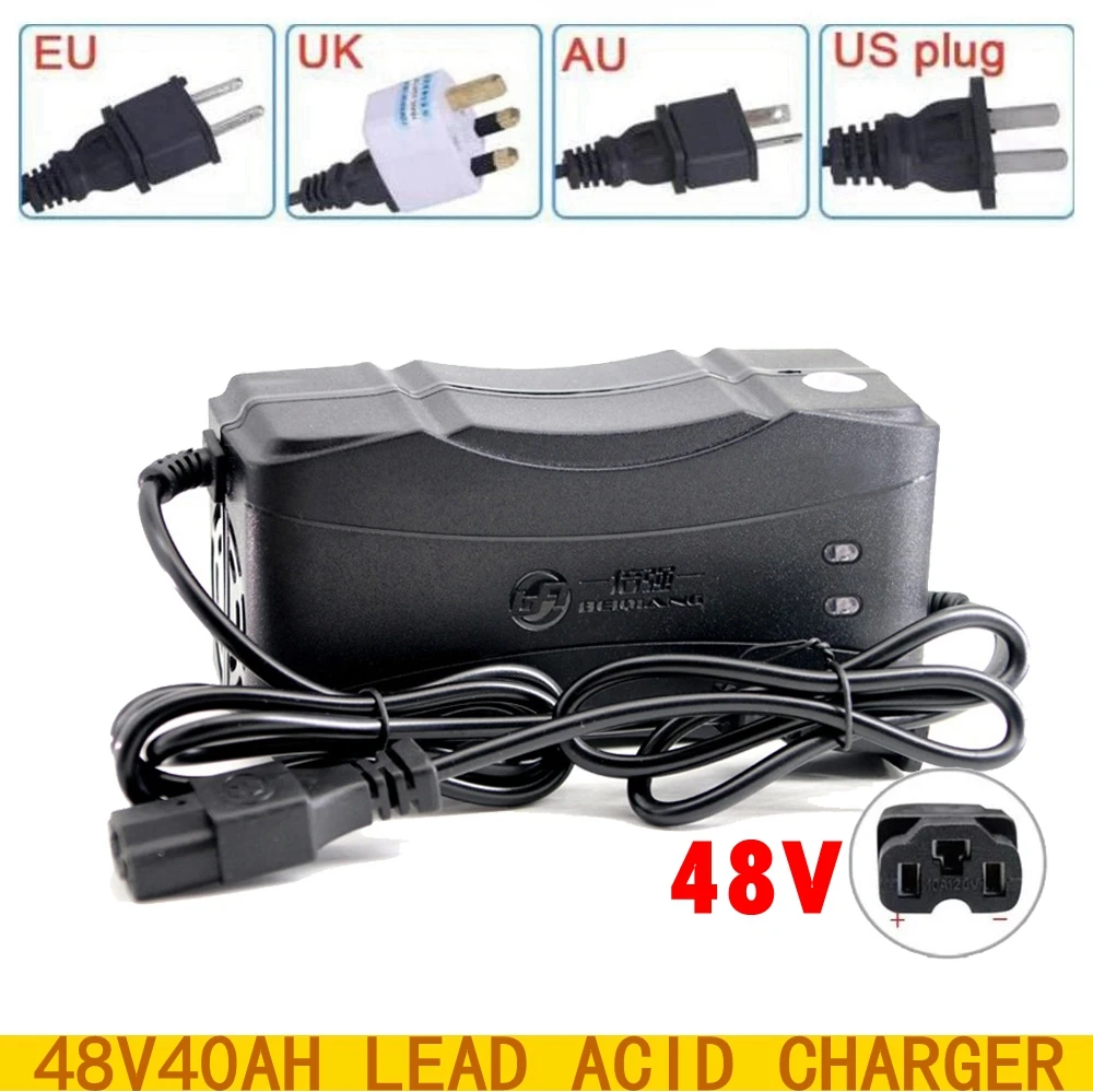 Carregador de Bateria Completo para Agm Automático Chumbo Ácido 48v 40ah 30ah 50ah Scooter Elétrico E-bike Bateria 4x 12v Dc59v 5a Gel