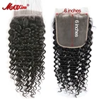 Бразильская глубокая волна 6x6 HD кружевная застежка человеческие волосы Прозрачная кружевная с детскими волосами предварительно выщипанные натуральные черные 5x5 кружевные застежки