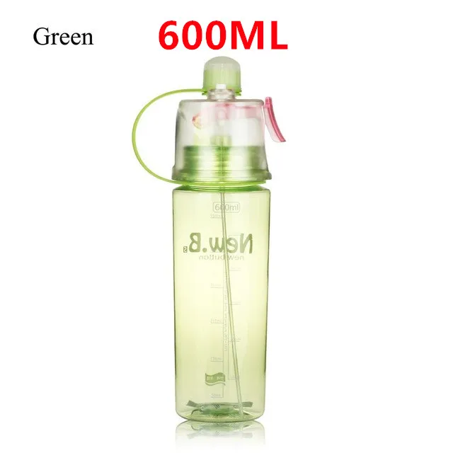 Green 600ml 400/600 мл спрей Спортивная бутылка для воды портативная велосипедная Беговая бутылка для питьевой воды бутылка с распылителем герметичные бутылки для пеших прогулок - Цвет: Green 600ml