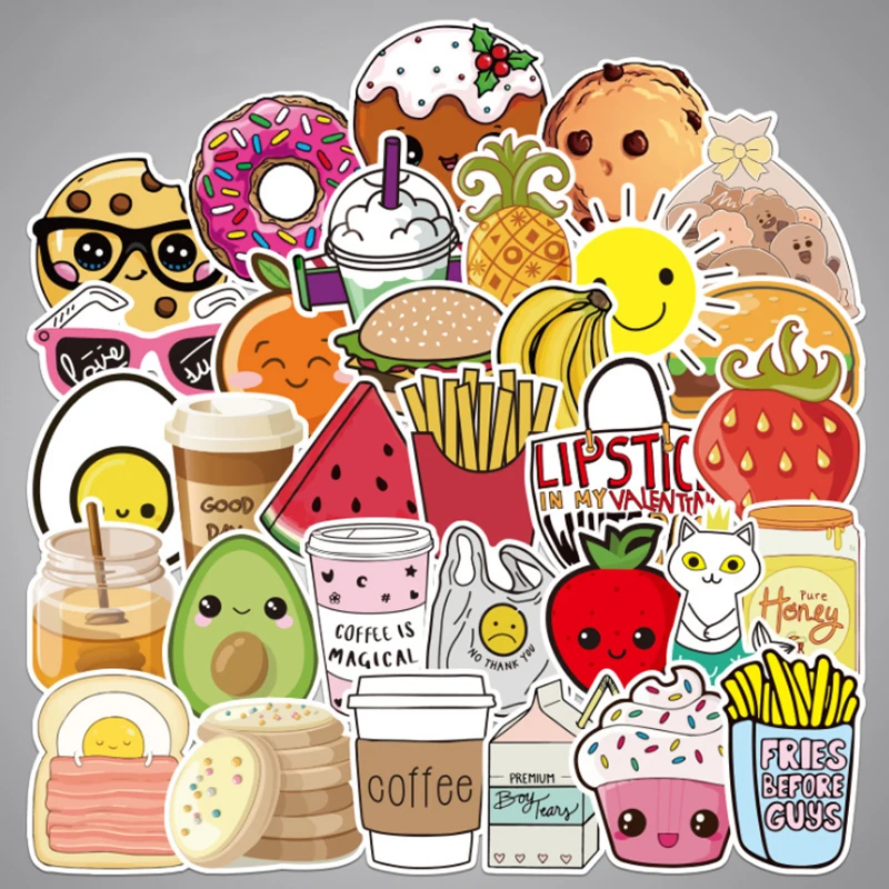 103050pcs food fast food ice cream cartoon graffiti car sticker luggage refrigerator guitar decoration toy wholesale free global shipping