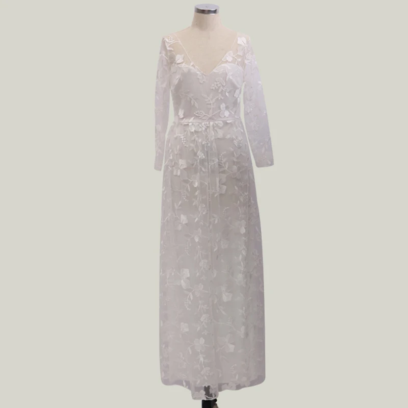 Женское платье для подружки невесты кружевное с v образным вырезом и длинным