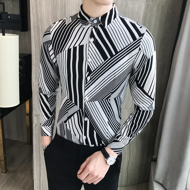 TANG 2019 New brand Fashion Men Shirt Shirts 3d Floral Print Head Centered Casual Slim Fit Luxury | Мужская одежда