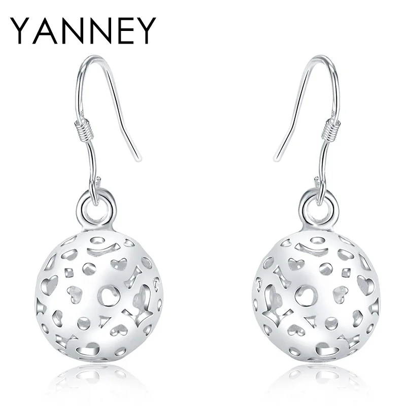 

YANNEY New 925 Sterling Silver Hollow Spherical Drop Earrings For Women Fashion Charm Jewelry Gifts