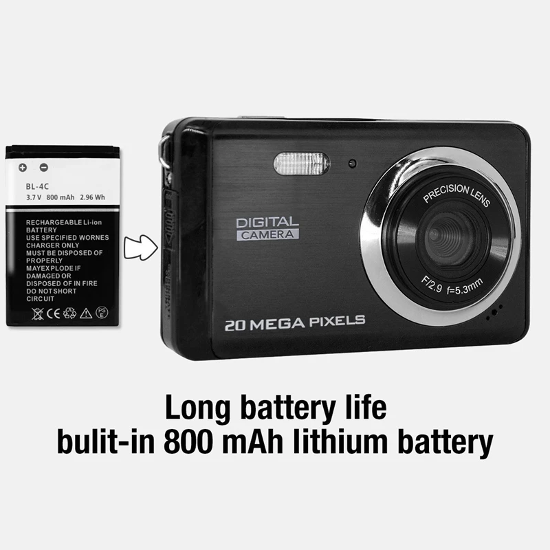 8 Megapixel Inch TFT LCD Rechargeable HD Digital Camera Video Students Cameras with 8X Zoom / 12 MP/HD | Электроника