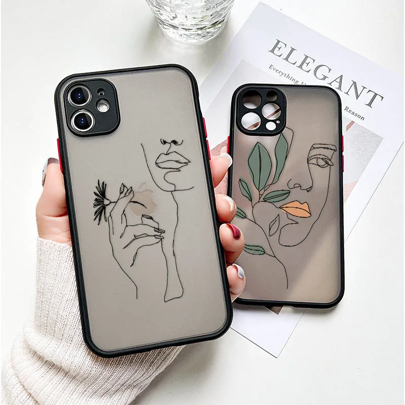 

For OPPO Realme C21 Case On OPPO Realme C11 C15 C25 C12 8 Pro Art Line Painting Case Camera Lens Protection Cover Portrait Funda