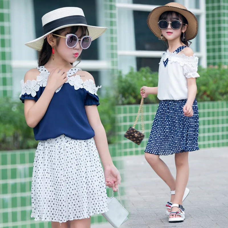 Детские Комплекты одежды для девочек летние кружевные платья с цветочным