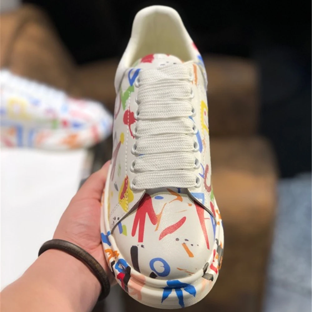 Женская обувь кроссовки из натуральной кожи Роскошные брендовые разноцветные