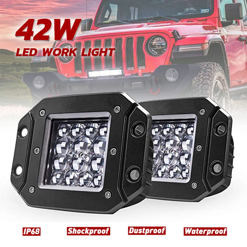 Купи 2Pcs 5" 42W LED Light Spot Beam for Philips Chip LED Light Bar Driving Lights Waterproof Led Work Fog Lights for Truck за 1,514 рублей в магазине AliExpress