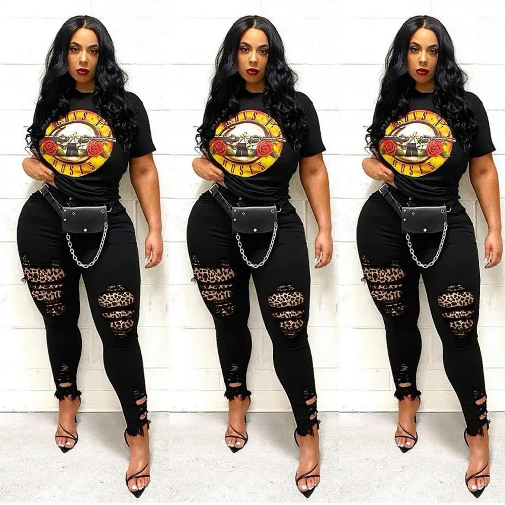 

Slim jeans women leopard print jeans high waist jeans fashion casual jeans hot pencil pants large women's foot pants