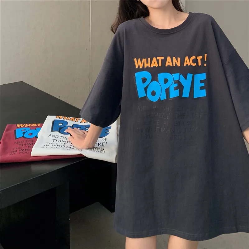 

American Retro Short Sleeve T-shirt Women's Loose Korean Ins Harajuku Chic Hong Kong Style