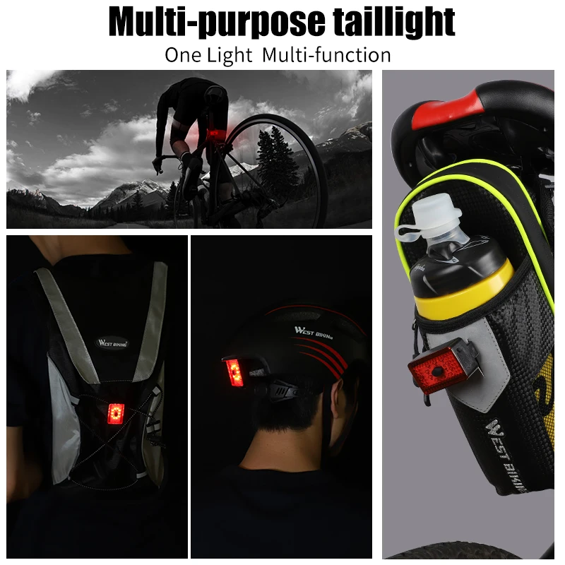WEST BIKING Bicycle Mini Rear Light Bike Tail USB Rechargeable Flashlight Safety Warning Lamp Taillight For Cycling | Спорт и