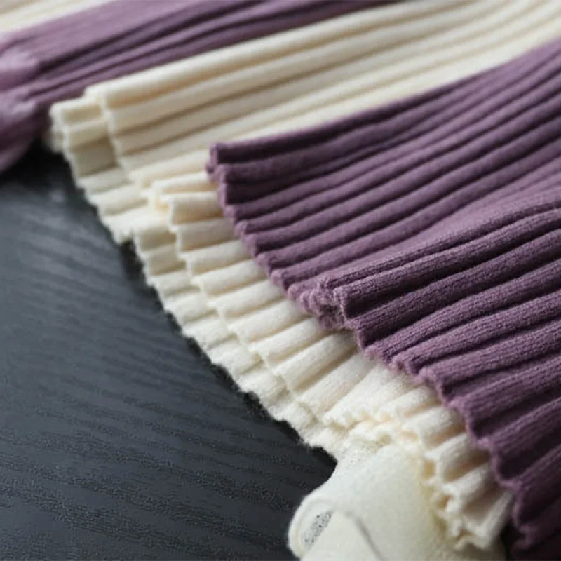 

Mesh Half High Neck Women Sweater Pit Strip Lotus Sleeve Solid Slim Female Pullover 2021 Spring Winter Elegant Ladies Sweaters