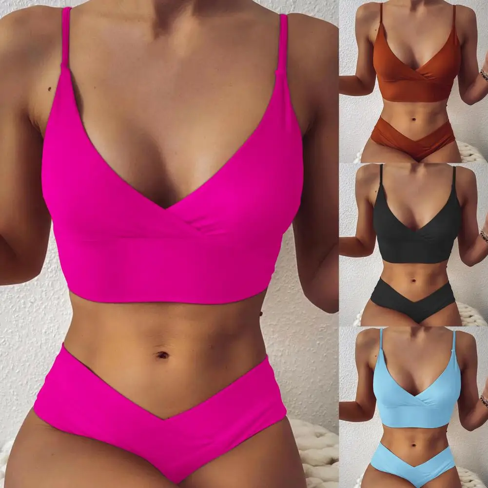 2021 Summer Bikinis Set Women Swimsuit Front Cross Sexy Spaghetti Strap Bikini Suit Beach Wear Bathing | Женская одежда