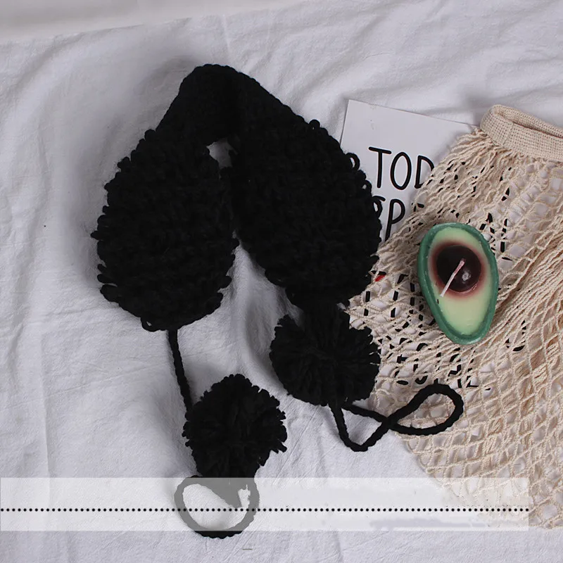 Осень зима 2019 Детские однотонные наушники для малышей простые милые вязаные