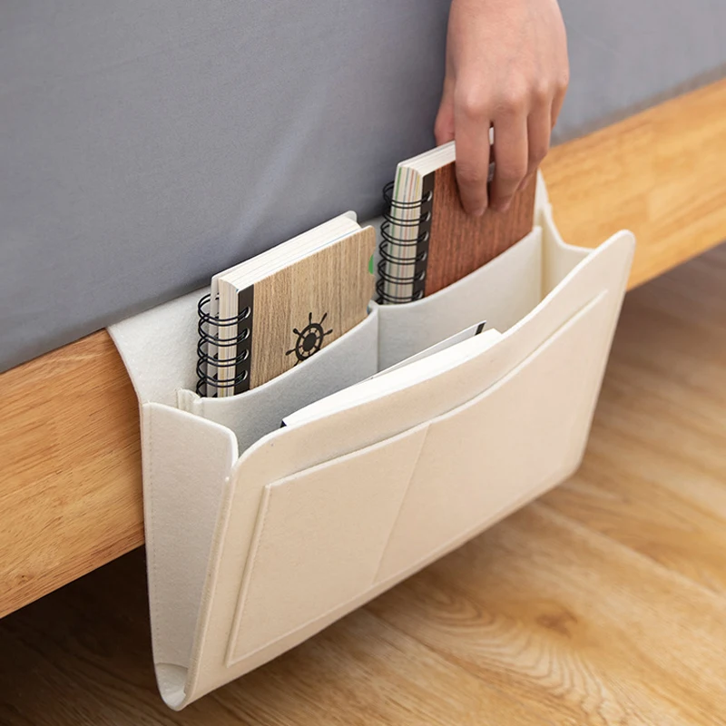 

Felt Bedside Storage Organizer Anti-slip Bedside Bag Bed Sofa Side Pouch Hanging Couch Storage Bed Holder Pockets