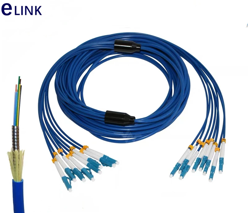 80mtr 12 core Armored patchcord SM SC LC FC ST APC Singlemode 12C fibers Armored fiber optic jumper ftth cable ELINK ftth blue