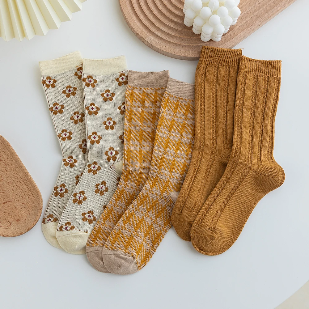 1 пара женские хлопковые носки в стиле ретро |