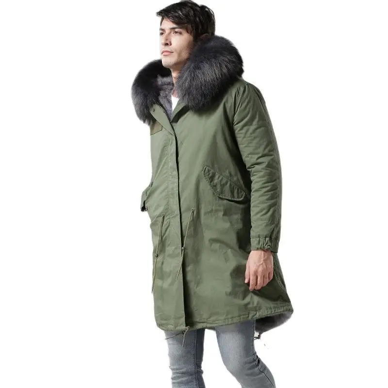2017 модная мужская зимняя одежда с подкладкой из серого кроличьего меха