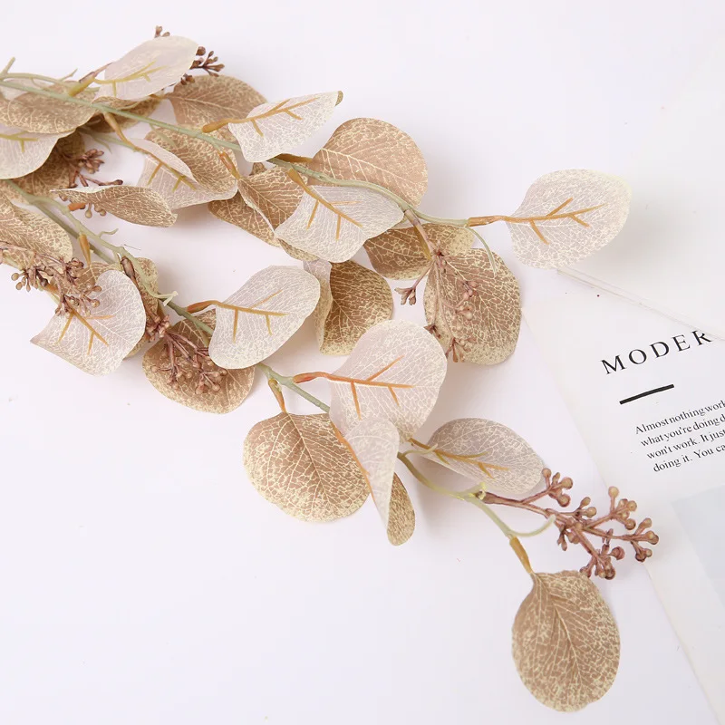 

1pc Artificial Leaves Branch Green Silk Eucalyptus Leaf For Home DIY Decor Wedding Plants Faux Fabric Foliage Decoration