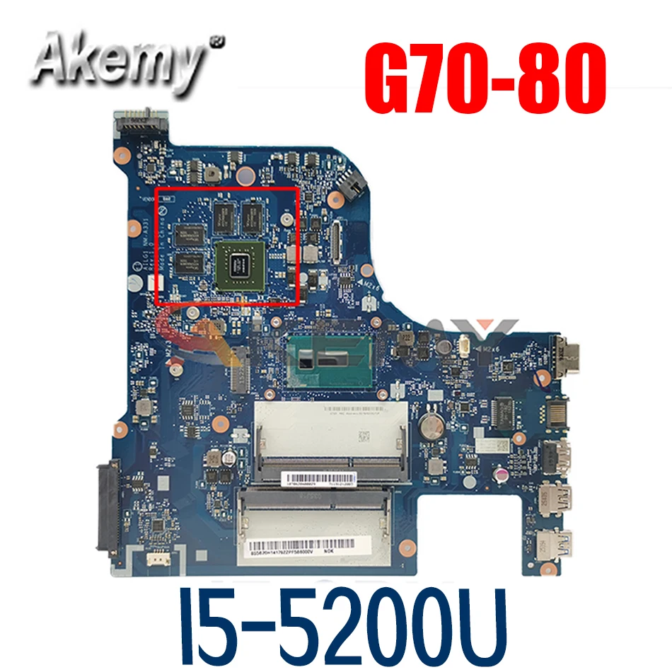 

Laptop motherboard For LENOVO Ideapad G70-80 I5-5200U Mainboard AILG1 NM-A331 N15S-GT-S-A2