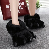 size 35 43 black animal paw shoes for women winter house slippers unisex woman men creative home furry slides girl slippers