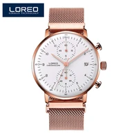 loreo mens watches top brand luxury business stainless steel quartz watch men sport waterproof wristwatch relogio masculino 6112