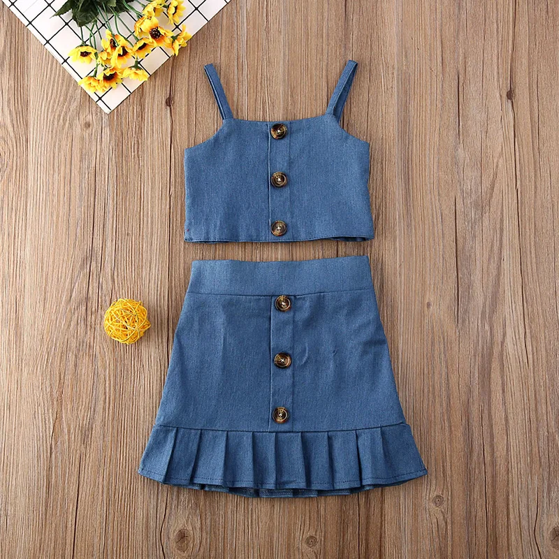 Лидер продаж летняя одежда для детей комплект из 2 предметов маленьких девочек