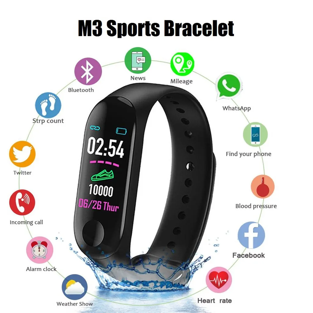 

M3 Plus Sport Bracelet Fitness Health Smart Watch Man Women Heart Rate Monitor Digital Clock Relogio For Smart Band Wristbands
