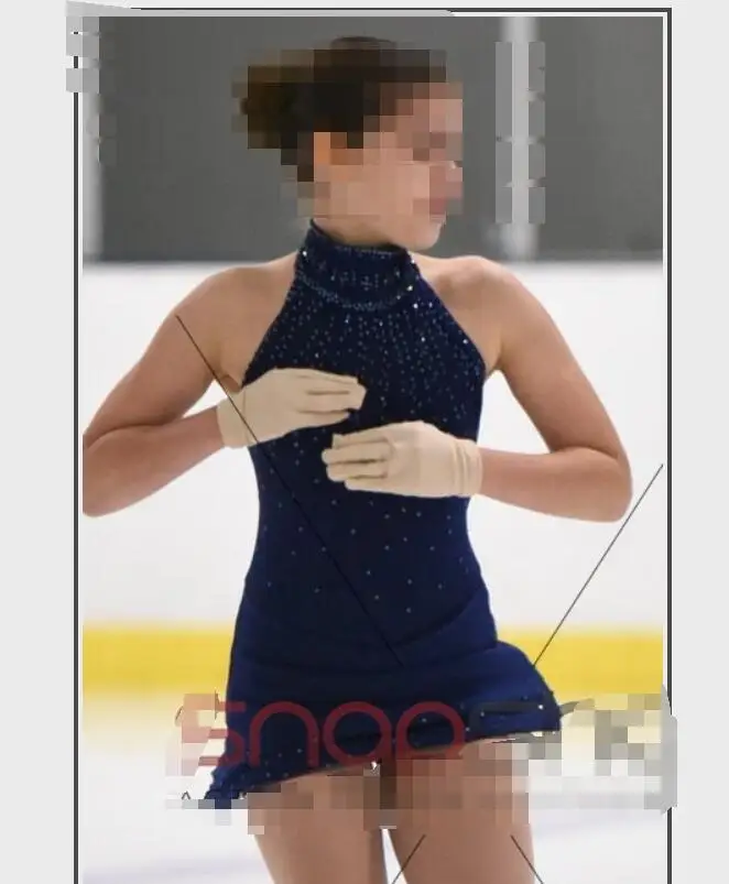 

blue figure skating dresses girls competition skating dresses custom ice skating clothing for women beaded free shipping