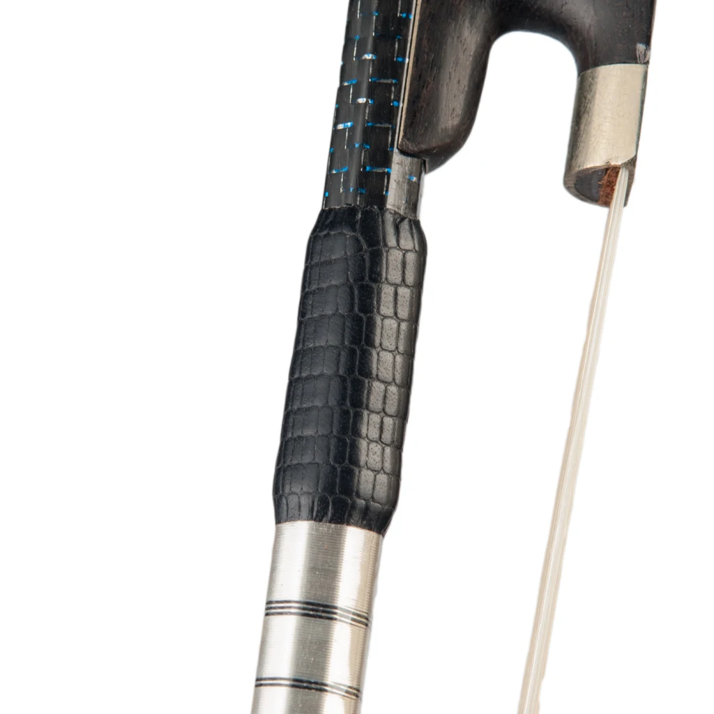 Лук для скрипки Master 4/4 синий и серебристый Плетеный бант из углеродного волокна