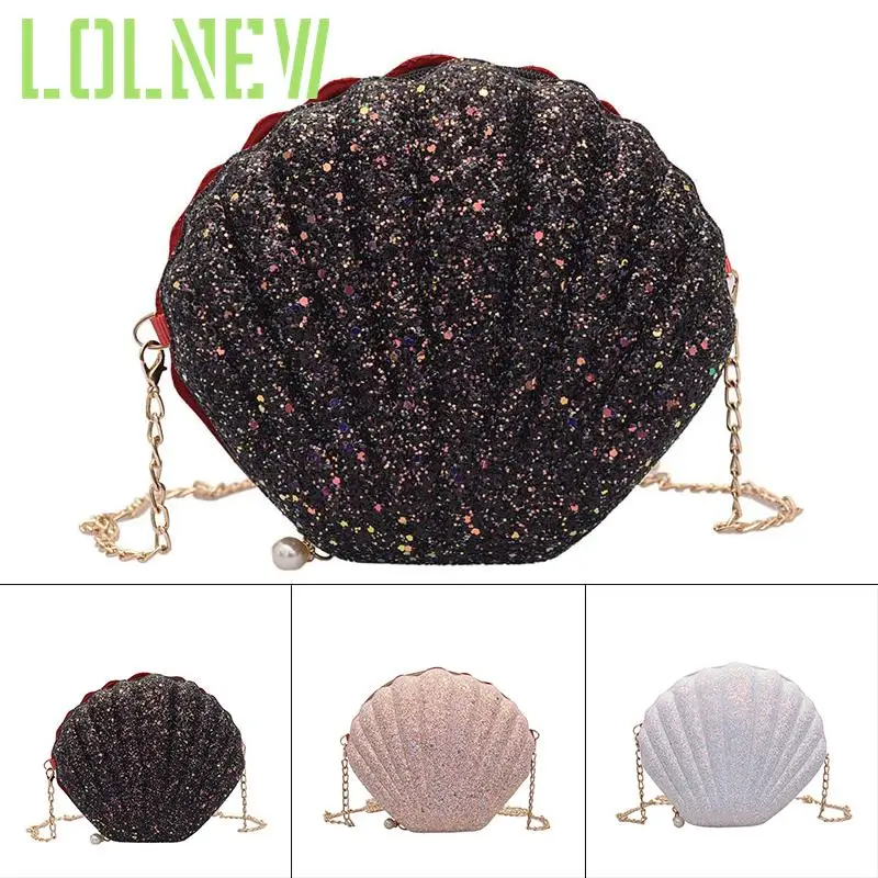 

Women Girls Little Mermaid Seashell Purse Cross-Body Shoulder Bags Glitter Sequins Chain Evening Purse Femme Sac Bolos