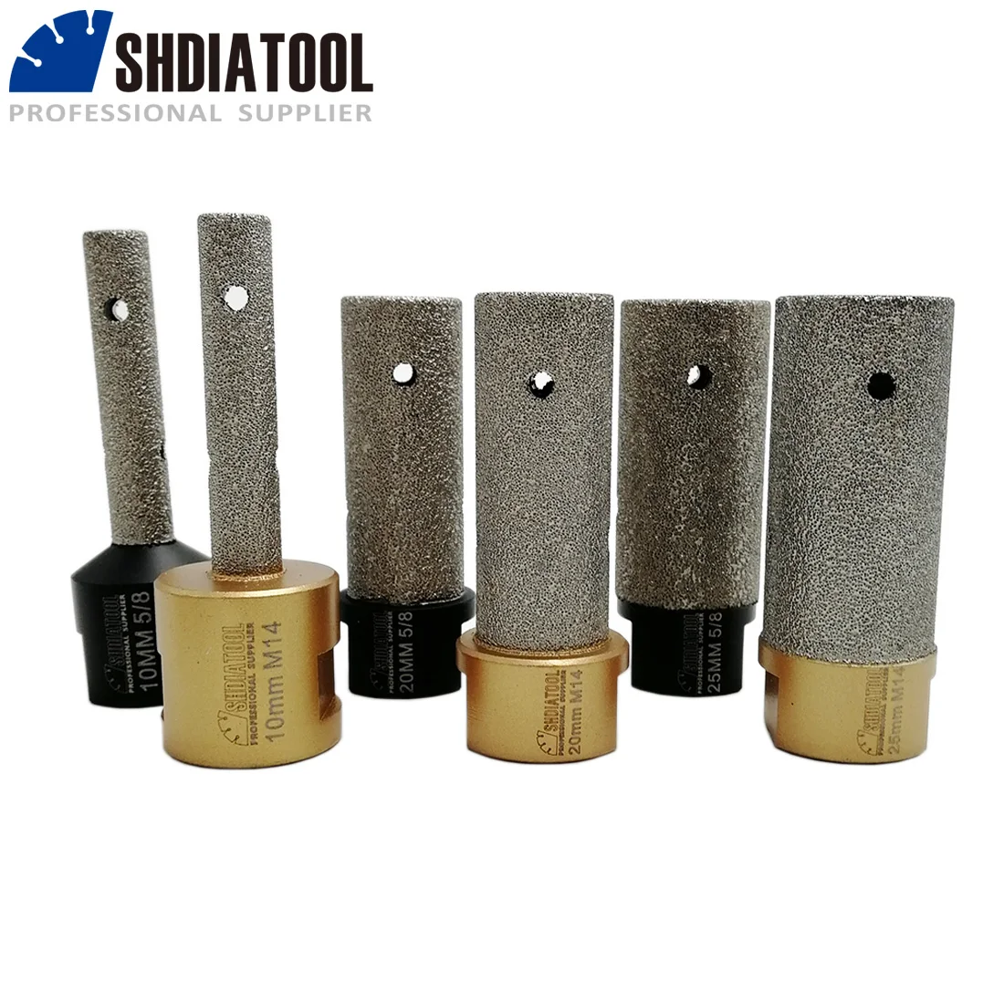 

SHDIATOOL 1pc 5/8-11 or M14 Thread Vacuum Brazed Diamond finger bits Dia 10/20/25mm Milling bits for tile stone countertop