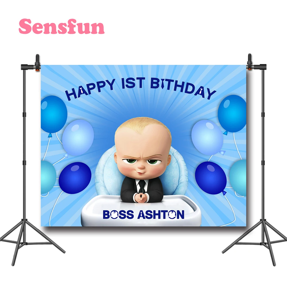 Sensfun синий босс детский фон для фотостудии баллоны Мальчики День рождения душ