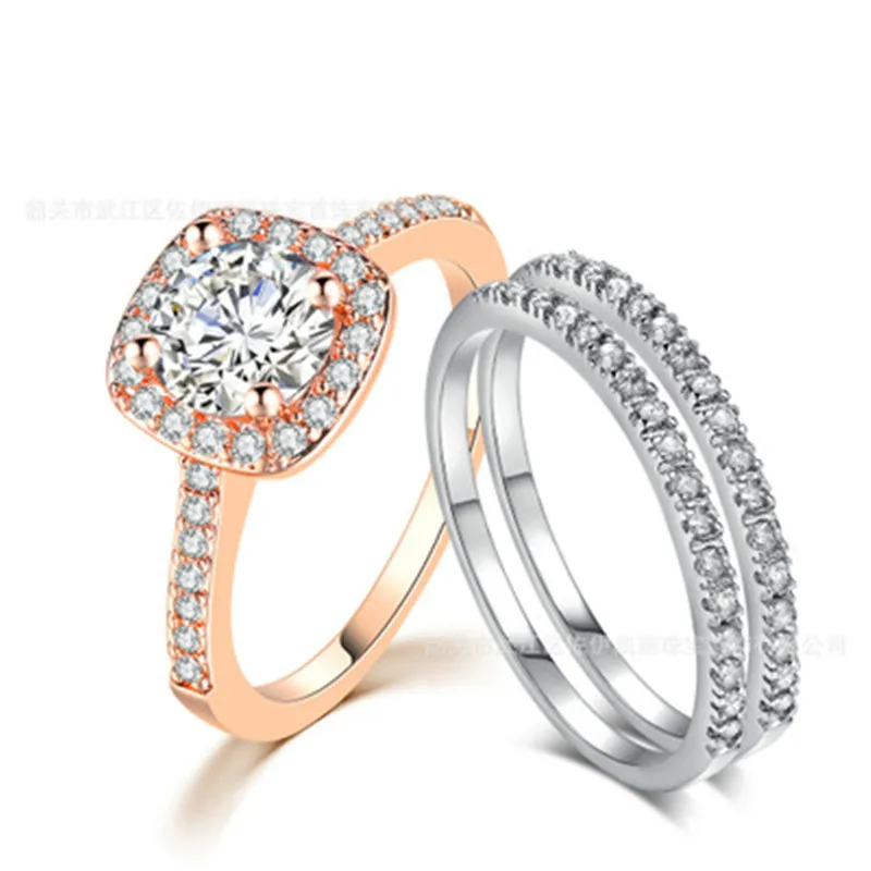 

Hot Sale Zirconia Three-color Rhinestone Ring For Women Party Engagement Wedding Bridal Ring Jewelry Accessory Gifts
