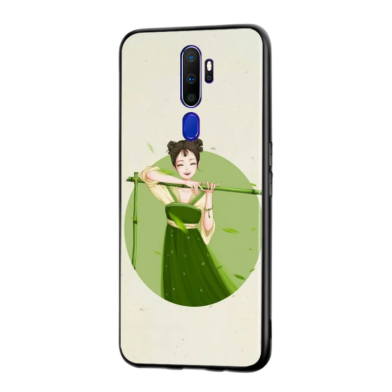 Black TPU Soft Cover Beauty of Chinese ink painting for OPPO A9 2020 Reno 10X ZOOM ACE 4 3 2 Z F Pro 4G 5G Phone Case