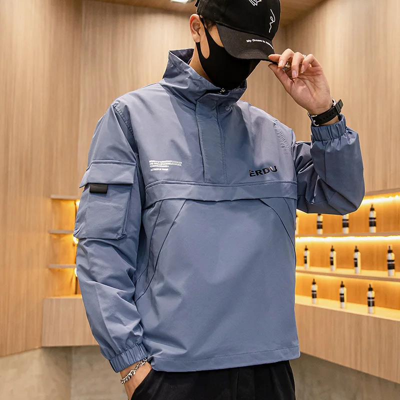 

Spring 2021 new stand collar pullover jacket blazer loose casual men's coat jacket clothes jacket men