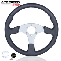 340mm steering wheel leather black sutures flat racing steering wheel