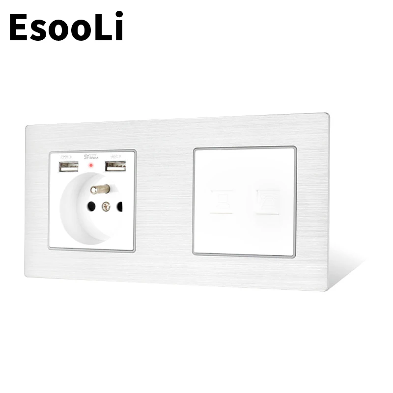 Esooli Золотая французская белая алюминиевая металлическая панель разъем RJ11