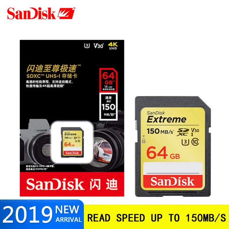 SanDisk Memory Card Extreme SDHC / SDXC SD 4K UHD 64GB 128GB C10 U3 V30 150MB s UHS-I Flash Free Shipping | Хранение данных