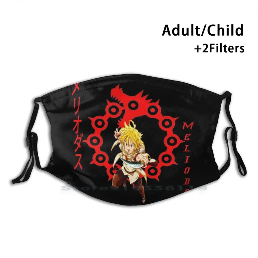 

Meliodas Reusable Mouth Face Mask With Filters Kids Meliodas Demon Seven Deadly Sins Nanatsu No Taizai Boar Hat Stigna Ten