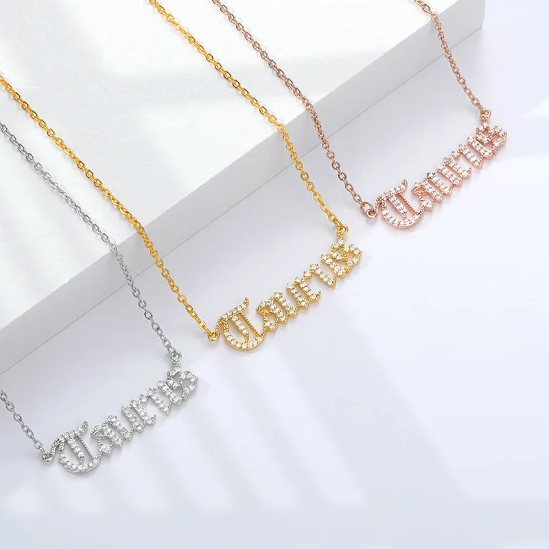 

Zircon Necklace Constellation Zodiac Crystal English Letter Jewelry Gold Chain Alphabet Choker Necklace For Women