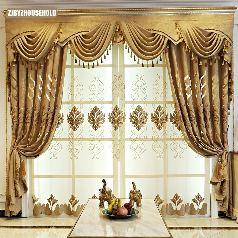 

European Jacquard Chenille Shade Curtains for Living Dining Room Bedroom Villa Window Curtain Luxury Door Curtain Embroidery