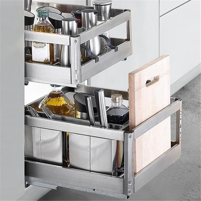 

Cestas Accesorios Organizar Para Cucina Armario De Cocina Despensa Pantry Stainless Steel Rack Cozinha Kitchen Cabinet Basket