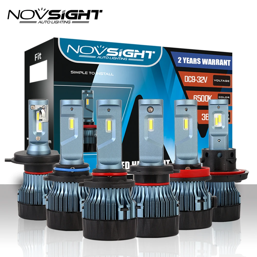 NOVSIGHT H4 H7 H11 светодиодный Автомобильные фары H8 H9 9005 HB3 9006 HB4 H13 60 Вт 10000LM вождения авто противотуманных фар лампа 6500K белый D45