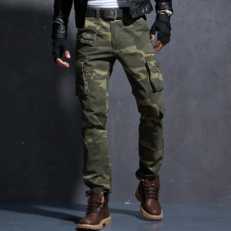 

Men's Cargo Pants New Casual Traveling Military Tactical Pants Spring Autumn Camouflage Pockets Zipper Fly Jogger Men Clothing