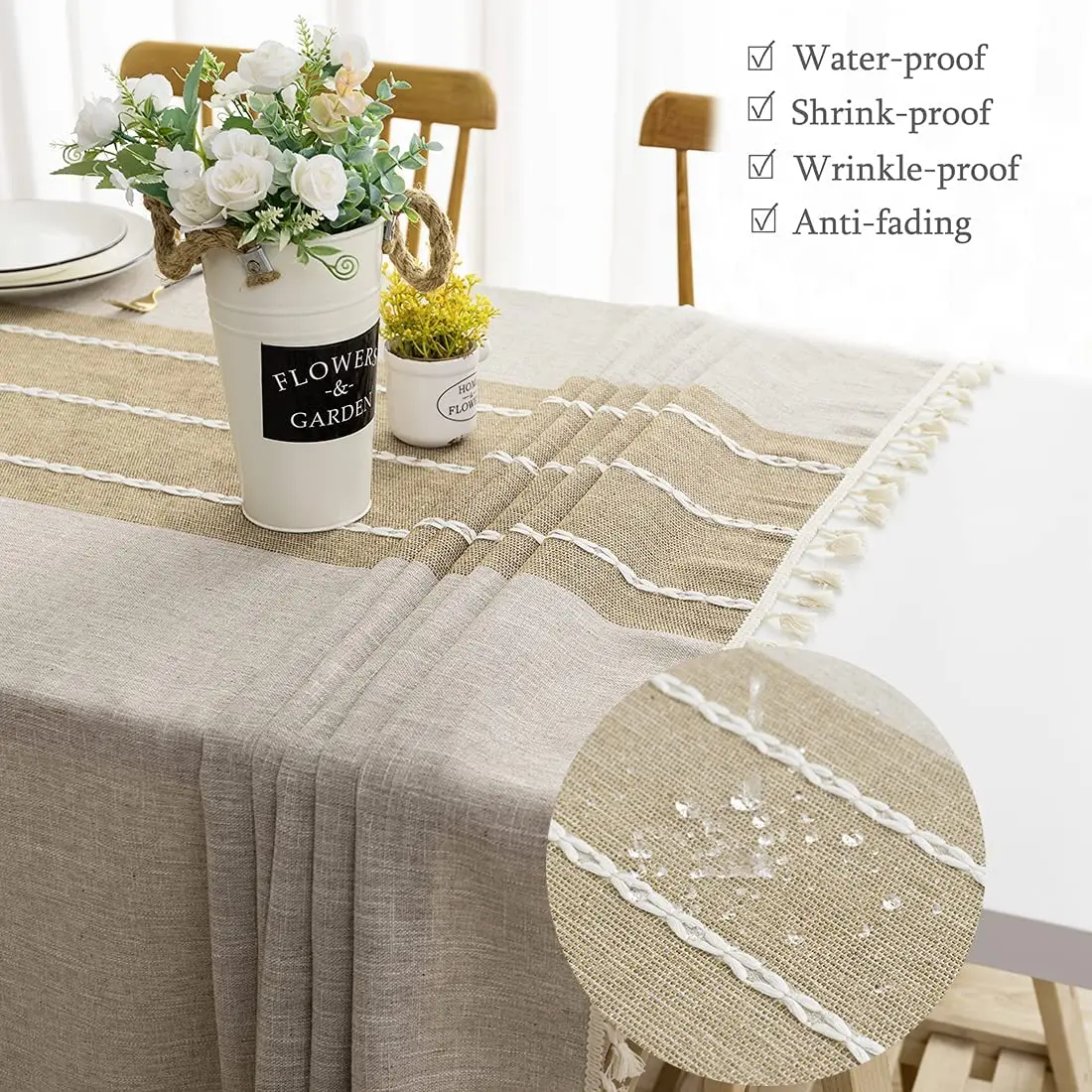 Waterproof Rectangle Tablecloth Burlap Embroidery - Linen Table Cloth Rustic Fabric Heavy Duty Runner Outdoor Tablecloths | Дом и сад